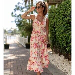 NWT! Women's Kittenish Button-Front Sleeveless Maxi Dress, Small